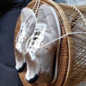 Antonio Melani Leather and Fabric Trainers | Gold Shimmer | Size 8.5M